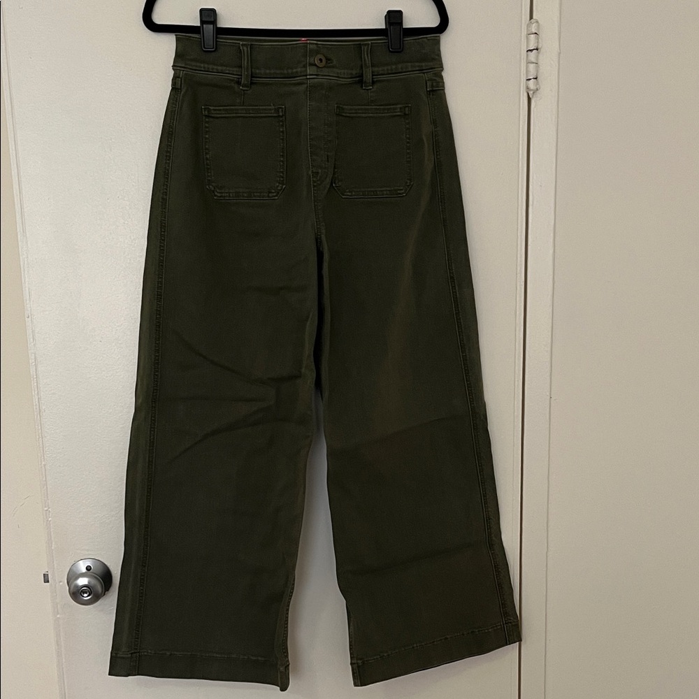 SPANX Dark Olive Flare Wide-Leg Jeans